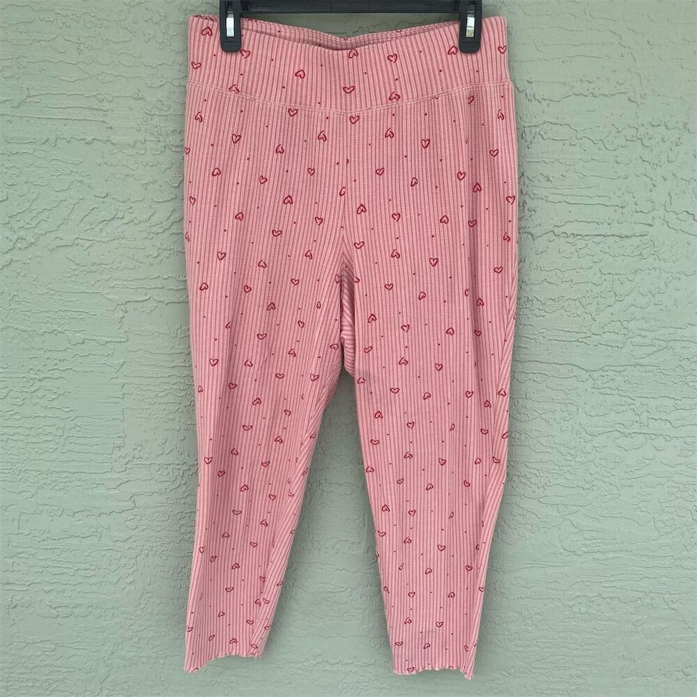 Cacique Women's Pajama Pants Size 14 Pink Heart Print Graphic